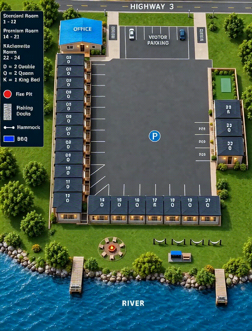 Riverview Motel building map — 3D view